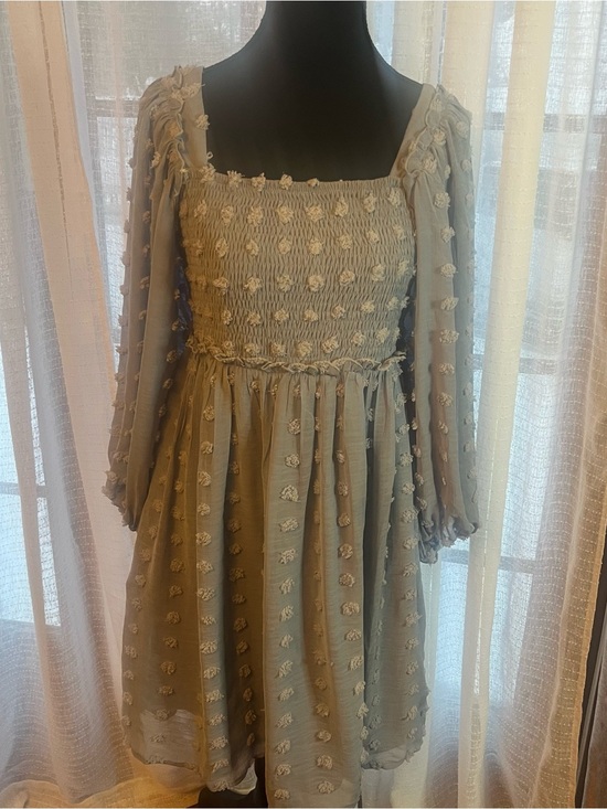 Pinkblush Dresses & Skirts - Pinkblush Maternity Light Blue Textured Dot Smocked Dress Medium